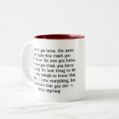 おもしろい感動的引用文 – 制限を知る ツートーンマグカップ (正面左)