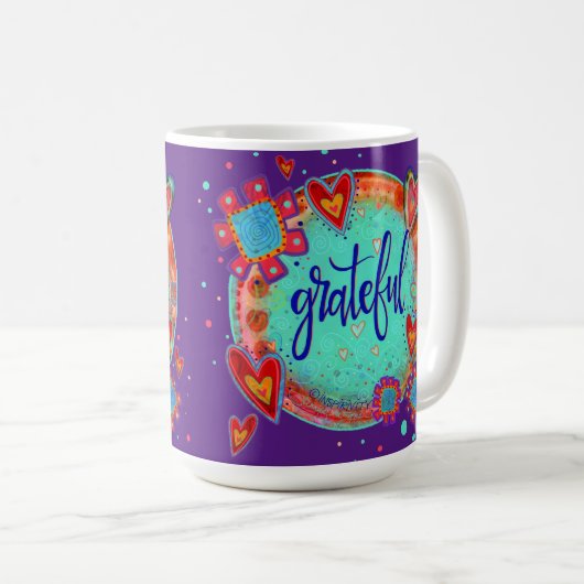 おもしろい感動的感謝フローラハート コーヒーマグカップ (正面右)