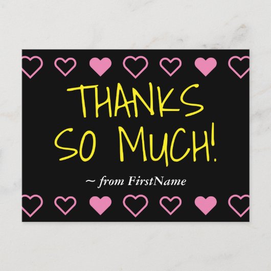 おもしろい感謝してい「SO MUCH!」 +ハートはがき ポストカード (正面)