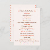 おもしろい感謝のローストターキーレシピカード 招待状 (正面/裏面)