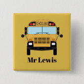 おもしろい感謝スクールバスドライバー 缶バッジ (正面)