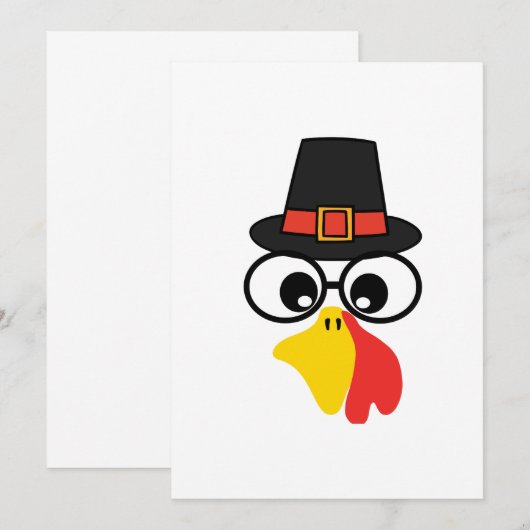 おもしろい感謝祭の顔 招待状 (正面/裏面)