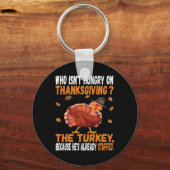 おもしろい感謝祭の食べ物の冗談ダビング詰まったトルコ キーホルダー (正面)