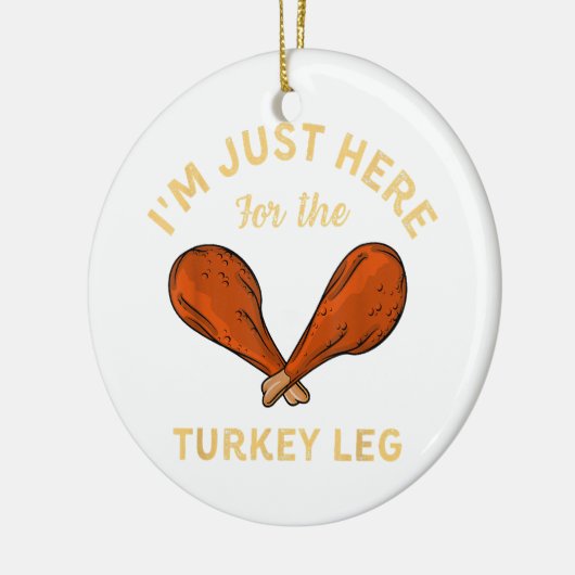 おもしろい感謝祭の食べ物タークのためにここにいる セラミックオーナメント (左)