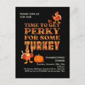 おもしろい感謝祭ディナーブラック インビテーションポストカード (正面)