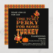 おもしろい感謝祭ディナーブラック 招待状 (正面/裏面)