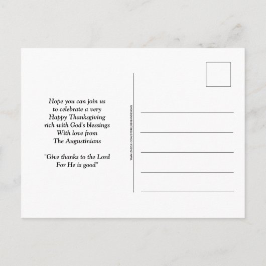 おもしろい感謝祭ディナー インビテーションポストカード (裏面)