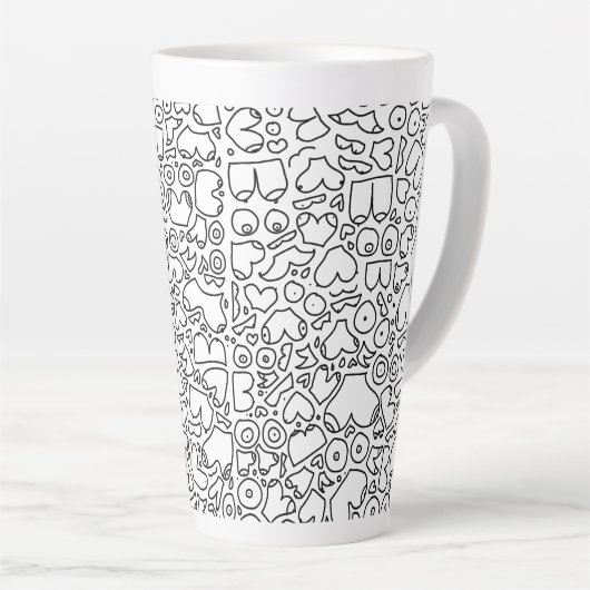 おもしろい成乳房パターン カフェラテマグ (右アングル)