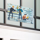 おもしろい手仕事のビジネス広告をカスタマイズ 横断幕 (ビルの外側)