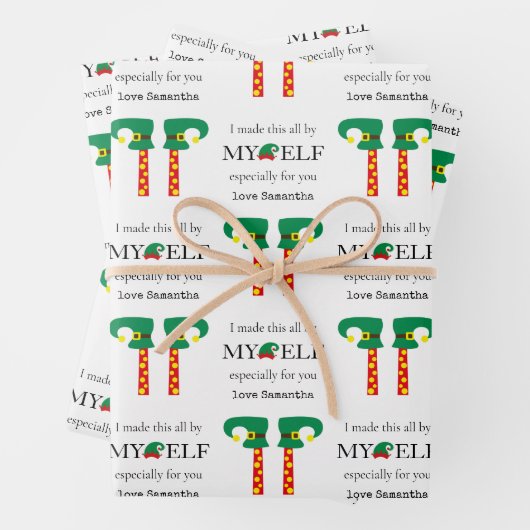 おもしろい手作りギフトの小妖精や小人名で作った ラッピングペーパーシート (インサイチュ)