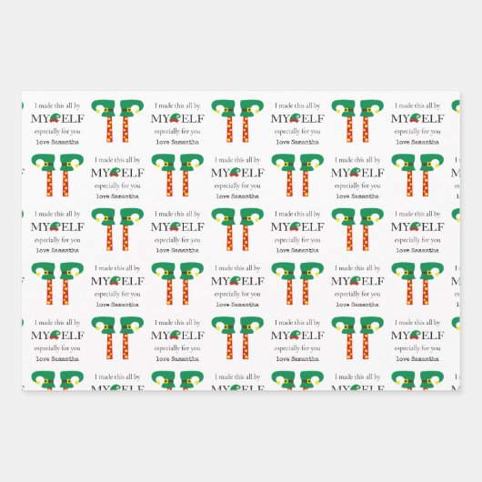 おもしろい手作りギフトの小妖精や小人名で作った ラッピングペーパーシート (正面)