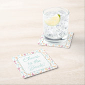 おもしろい手描きカクテルパターンブライダルシャワー スクエアペーパーコースター (インサイチュ)