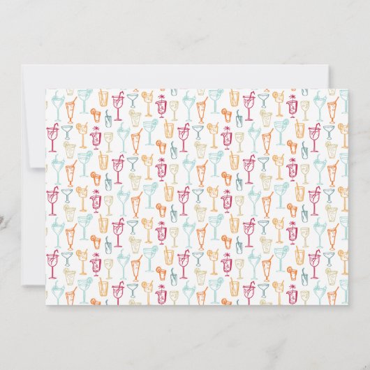 おもしろい手描きカクテルフォトブライダルシャワーパーティー 招待状 (裏面)