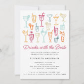 おもしろい手描きカクテルブライダルシャワーパーティー 招待状 (正面)