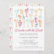おもしろい手描きカクテルブライダルシャワーパーティー