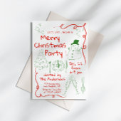 おもしろい手描きクリスマスパーティの招待状 招待状
