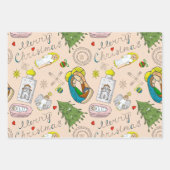 おもしろい手描きクリスマスラッピングシート ラッピングペーパーシート (正面3)