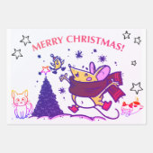 おもしろい手描きクリスマスラッピングシート ラッピングペーパーシート (正面)