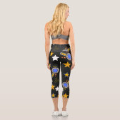 おもしろい手描き星模様ブラックシックモダンな カプリレギンス (裏面)