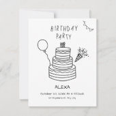 おもしろい手書きお誕生日ケーキ 招待状 (正面)