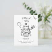 おもしろい手書きお誕生日ケーキ 招待状 (スタンド正面)