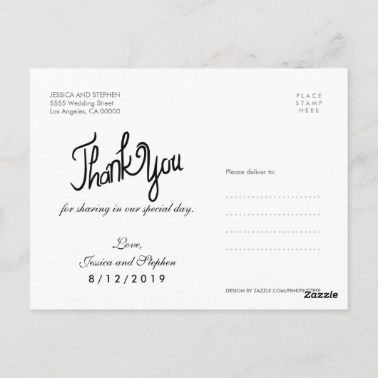 おもしろい手書きカスタムありがとうはがき ポストカード (裏面)