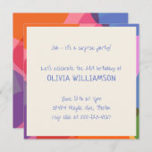 おもしろい手書きカラフルサプライズパーティー誕生日 招待状 (正面/裏面)