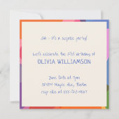 おもしろい手書きカラフルサプライズパーティー誕生日 招待状 (正面)