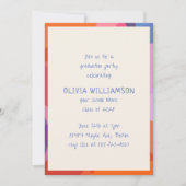 おもしろい手書きカラフル卒業モダンパーティー 招待状 (正面)