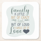 おもしろい手書きカラー編集可能ファミリ引用文 スクエアペーパーコースター (正面)