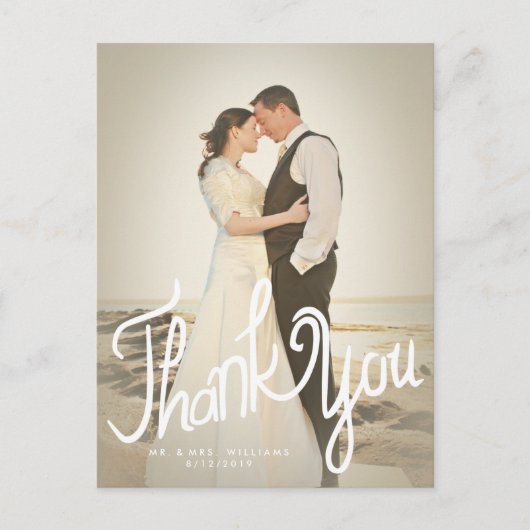 おもしろい手書きフォトフィルターありがとうはがき ポストカード (正面)