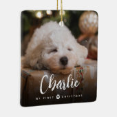 おもしろい手書き型ペットの初めてのクリスマス写真 セラミックオーナメント (右)