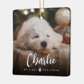 おもしろい手書き型ペットの初めてのクリスマス写真 セラミックオーナメント (左)