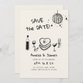 おもしろい手書き日付の結婚保存 招待状 (正面/裏面)