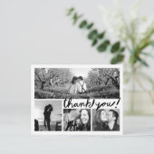 おもしろい手書き4フォトコラージュありがとうはがき ポストカード (スタンド正面)