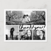おもしろい手書き4フォトコラージュありがとうはがき ポストカード (正面)
