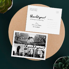 おもしろい手書き4フォトコラージュありがとうはがき ポストカード