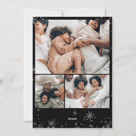 おもしろい手袋イラストレーションクリスマスファミリー3枚の写真 シーズンカード (裏面)