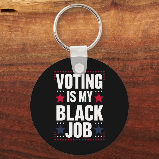 おもしろい投票は私の黒い仕事ヴィンテージ キーホルダー (正面)