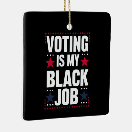 おもしろい投票は私の黒い仕事ヴィンテージ セラミックオーナメント (右)