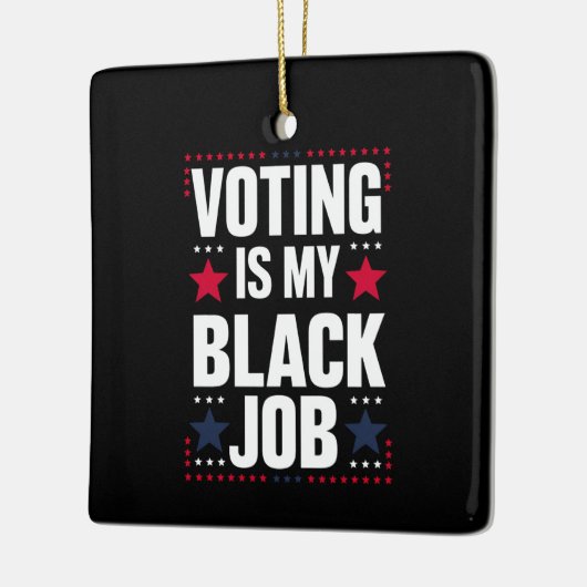おもしろい投票は私の黒い仕事ヴィンテージ セラミックオーナメント (左)