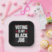 おもしろい投票は私の黒い仕事ヴィンテージ ペーパープレート (パーティー)