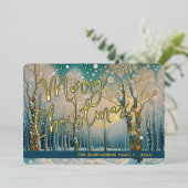 おもしろい抽象芸術ウィンターワンダーランドスノーフレークアート金ゴールド 箔シーズンカード (立ち正面)