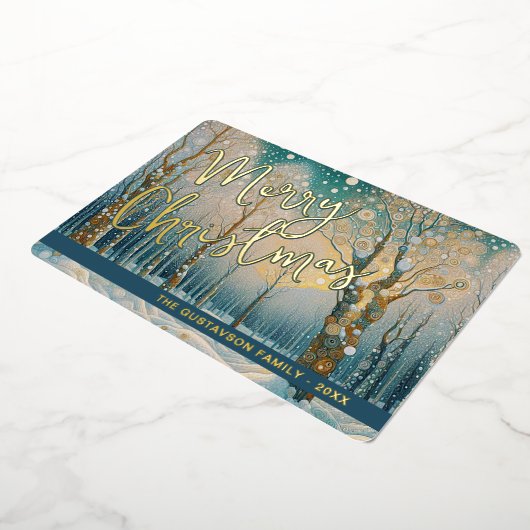 おもしろい抽象芸術ウィンターワンダーランドスノーフレークアート金ゴールド 箔シーズンカード (回転した状態)