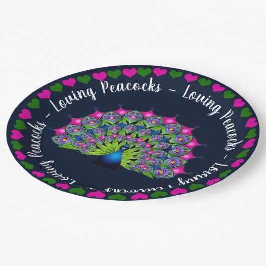 おもしろい抽象芸術クジャク明るい色のパーティー ペーパープレート (アングル)