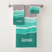 おもしろい抽象芸術サンセットビーチシェルと名前 バスタオルセット (インサイチュ)