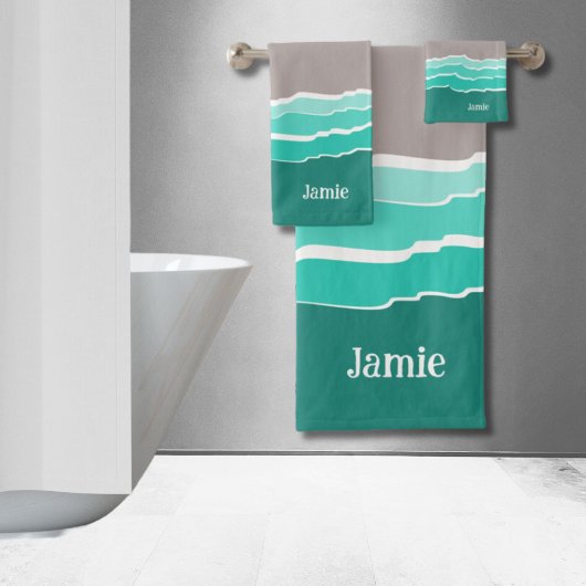 おもしろい抽象芸術サンセットビーチシェルと名前 バスタオルセット