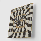 おもしろい抽象芸術ストライプのスネーク（茶色のニュートラルトーン） スクエア壁時計 (傾斜)