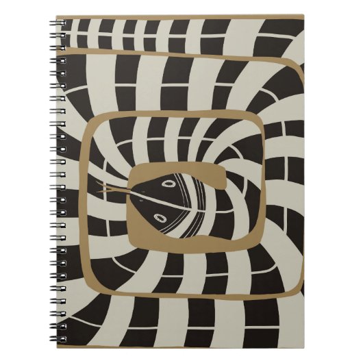 おもしろい抽象芸術ストライプのスネーク(茶色のニュートラルトーン) ノートブック (正面)