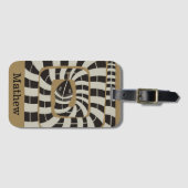 おもしろい抽象芸術ストライプのスネーク(茶色のニュートラルトーン) ラゲッジタグ (正面横)